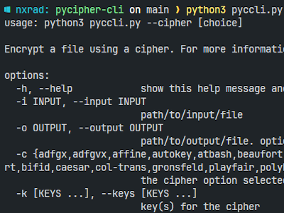 Pycipher project screenshot.